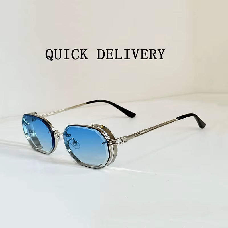 2024 Steampunk Sunglasses for Men Fashionable Square Punk Fashion Glasses Designer Sunglasses Women Trendy Gafas De Sol Hombre
