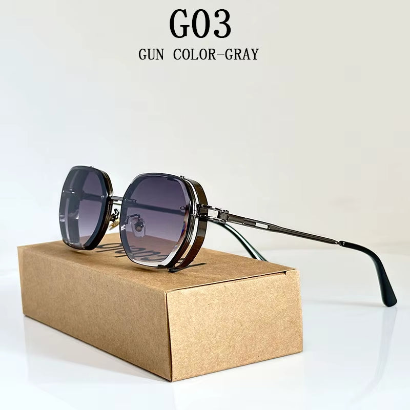 2024 Steampunk Sunglasses for Men Fashionable Square Punk Fashion Glasses Designer Sunglasses Women Trendy Gafas De Sol Hombre